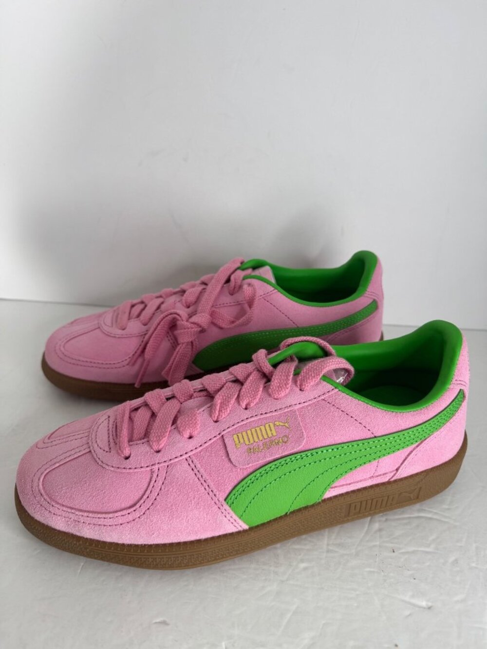 NIB Puma Palermo Special Pink Delight Puma Green-Gum EU 39 US 8.5 Suede - Picture 5 of 8